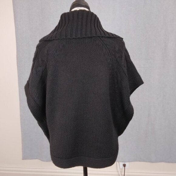 Old Navy | Wool Blend Button Side Poncho Sweater Black | Size SP - Picture 5 of 8